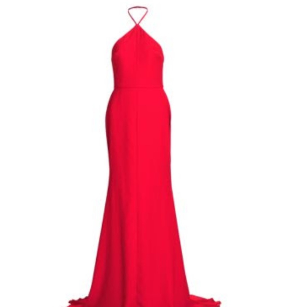 Vera Wang Vibrant Red Backless Gown